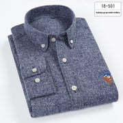 Cotton Brushed Plaid Long-sleeved Shirt Business Casual Cotton Men's Shirt Autumn And Winter