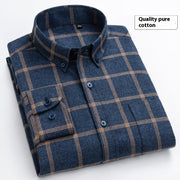 Cotton Brushed Plaid Long-sleeved Shirt Business Casual Cotton Men's Shirt Autumn And Winter