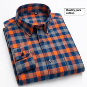 Cotton Brushed Plaid Long-sleeved Shirt Business Casual Cotton Men's Shirt Autumn And Winter