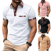 Printed Collar Button Versatile Men's T-shirt