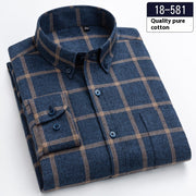 Cotton Brushed Plaid Long-sleeved Shirt Business Casual Cotton Men's Shirt Autumn And Winter