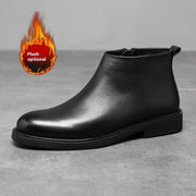 Men's Leather Shoes Solid Color Chelsea Boots