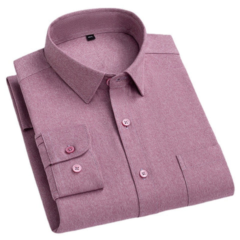 Men's Long Sleeve Solid Color Pocket Light Business Shirt