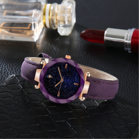 Starry Sky Dial Simple Women's Watch Fashion Belt