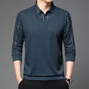 Fake Two-piece Lapel Long-sleeved Men's T-shirt