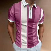 Men's Striped Short-sleeved Polo Shirt Slim Lapel