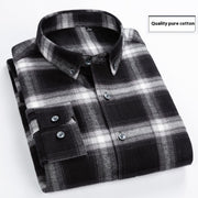 Cotton Brushed Plaid Long-sleeved Shirt Business Casual Cotton Men's Shirt Autumn And Winter