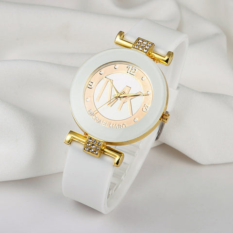 Fashion Women's Diamond Silicone Strap Quartz Watch