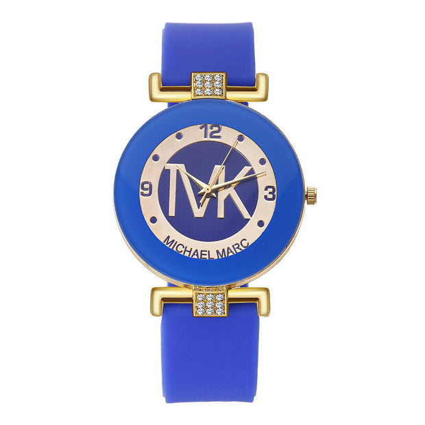 Fashion Women's Diamond Silicone Strap Quartz Watch