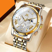 Men's Multi-functional Fashion Quartz Business Steel Belt Wrist Watch