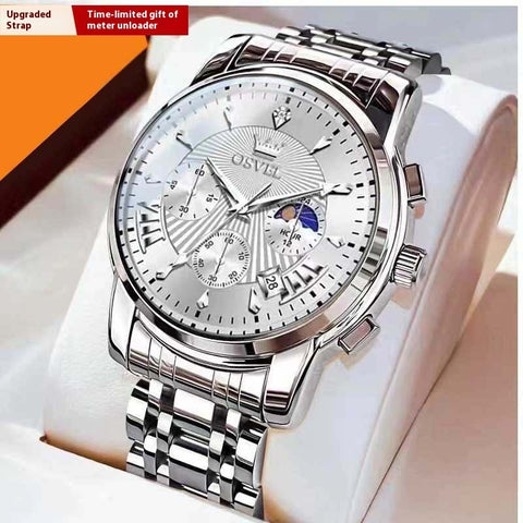 Men's Multi-functional Fashion Quartz Business Steel Belt Wrist Watch