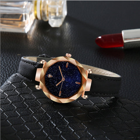 Starry Sky Dial Simple Women's Watch Fashion Belt